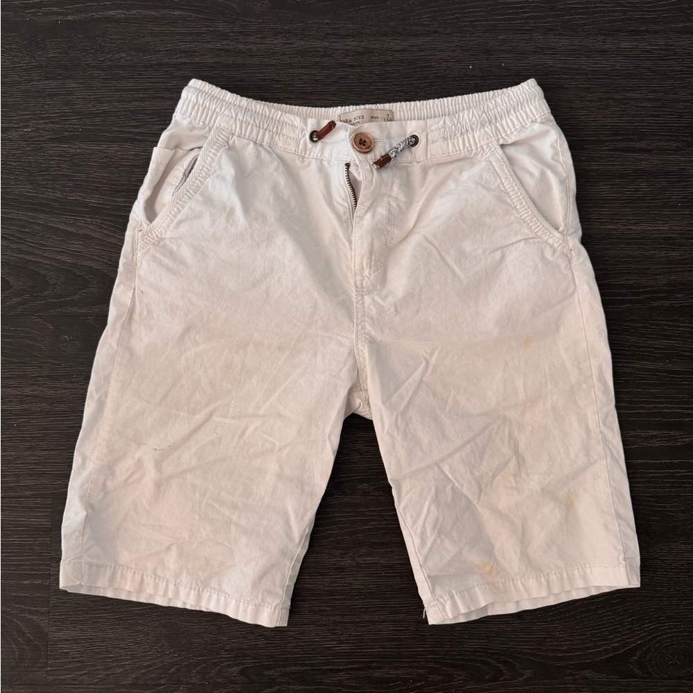 Zara Boys Classic Athletic 
Cargo Shorts Cream Size 7